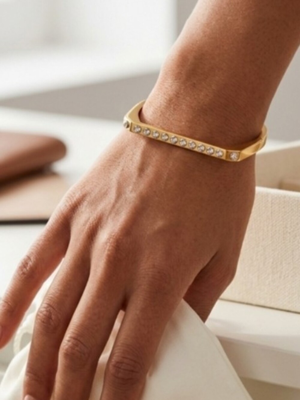 Coach Gold Bangle with Silver Rivets - Picture 2 of 7